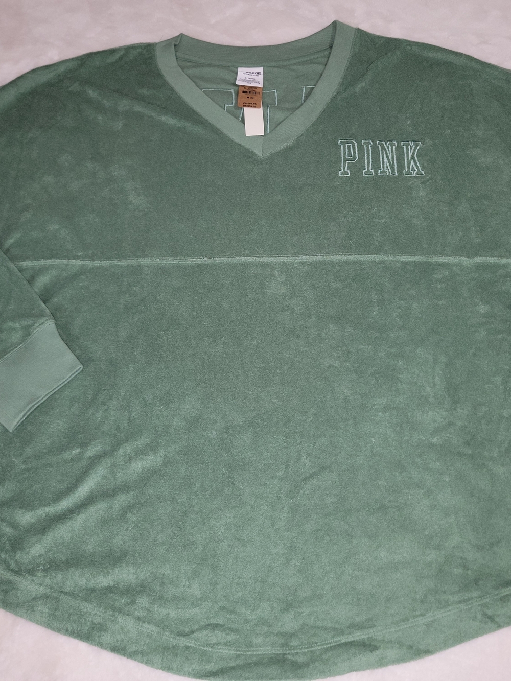Victoria's Secret PINK Sage Green V-Neck Sweatshirt